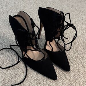 Topshop Black Lace-Up Heels